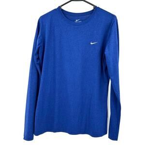 Nike Dri-Fit Size Large Long Sleeve Crew Neck Top Blue 100% Polyester‎ Sport